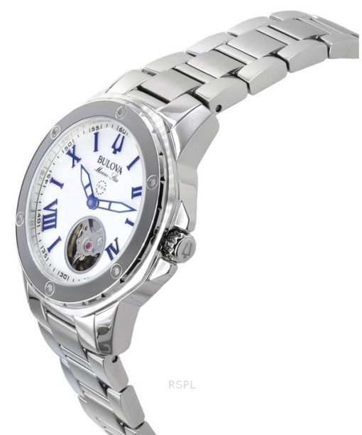 Bulova Marine Star Stainless Steel Mother Of Pearl Dial Automatic 96L326 100M Women's Watch