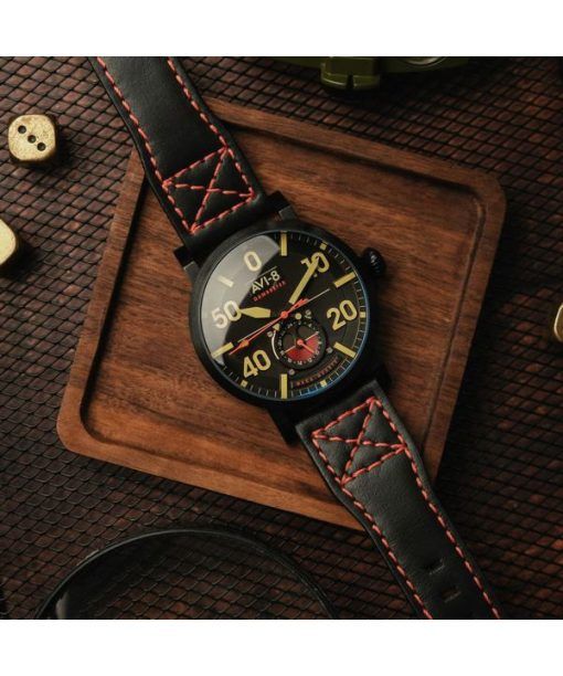 AVI-8 Dambuster Chadwick Meca-Quartz Coal Black Leather Strap Black Dial AV-4113-03 Men's Watch