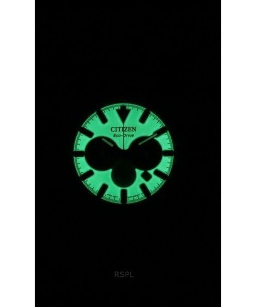 Citizen Eco-Drive Chronograph Leather Strap Full Luminous Green Dial CA4505-21X 100M Men's Watch