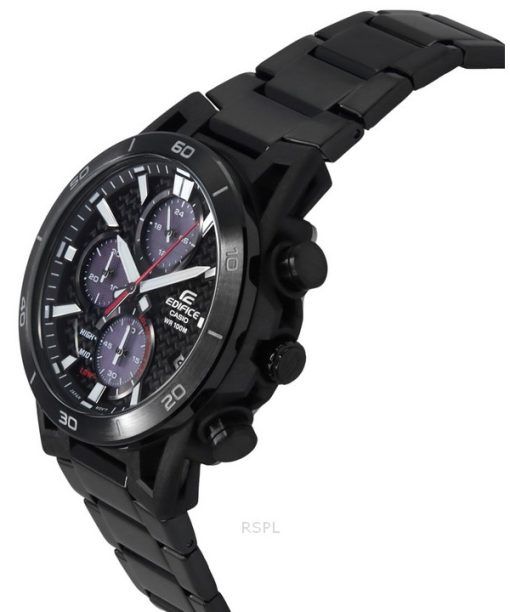 Casio Edifice Sospensione Analog Chronograph Black Ion Stainless Steel Black Dial Solar EQS-960DC-1AV 100M Men's Watch