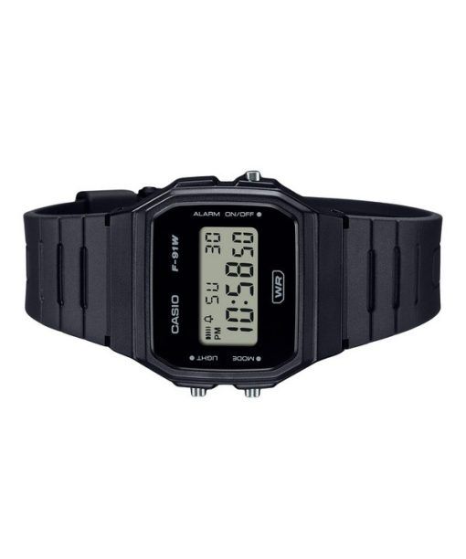 Casio POP Digital Black Bio Based Resin Strap Quartz F-91WB-1A Unisex Watch