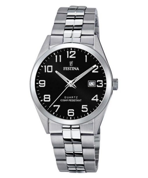 Festina Classics Stainless Steel Black Dial Quartz F20437-4 100M Men's Watch