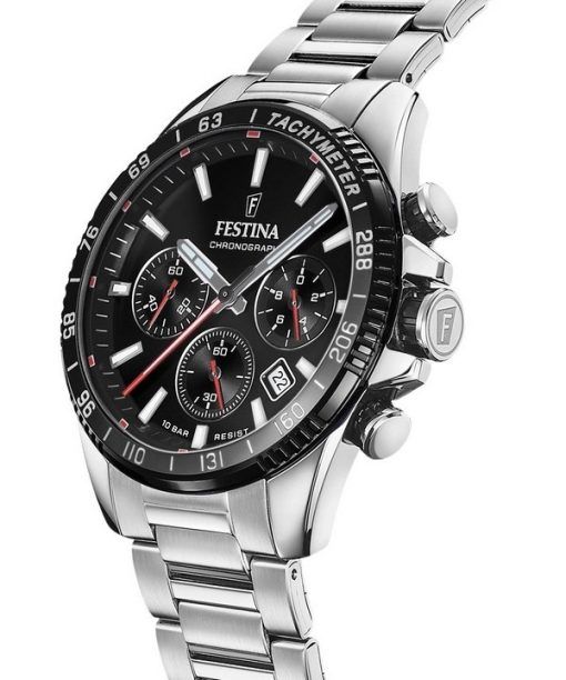 Festina Timeless Chronograph Stainless Steel Black Dial Quartz F20560-6 100M Men's Watch