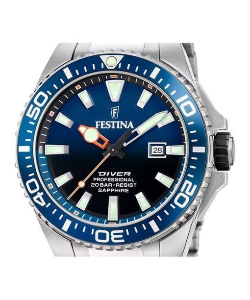 Festina The Originals Stainless Steel Blue Dial Quartz Diver's F20663-1 200M Men's Watch