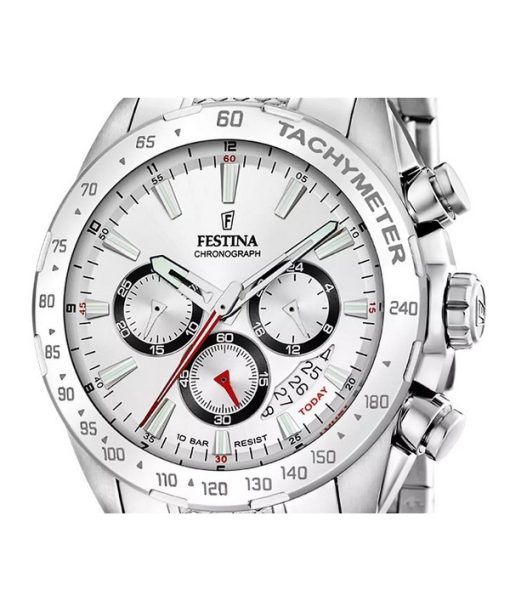 Festina Timeless Chronograph Stainless Steel White Dial Quartz F20668-1 100M Men's Watch