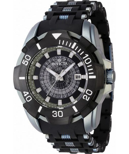 Invicta Sea Spider Stainless Steel And Polyurethane Strap Transparent Black Dial 44130 100M Men's Watch