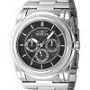 Invicta Slim GMT Stainless Steel Gunmetal Dial Quartz 46258 Men's Watch