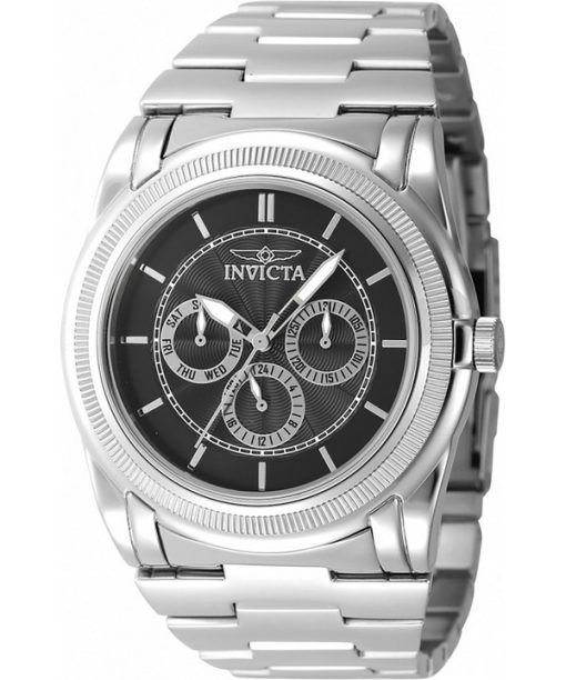 Invicta Slim GMT Stainless Steel Gunmetal Dial Quartz 46258 Men's Watch