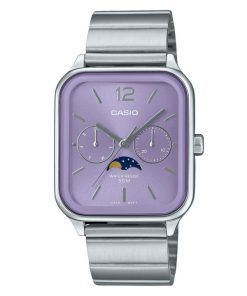 Casio Standard Analog Moon Phase Stainless Steel Purple Dial Quartz MTP-M305D-6AV Men's Watch