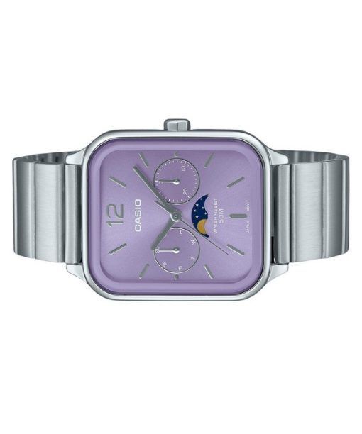 Casio Standard Analog Moon Phase Stainless Steel Purple Dial Quartz MTP-M305D-6AV Men's Watch