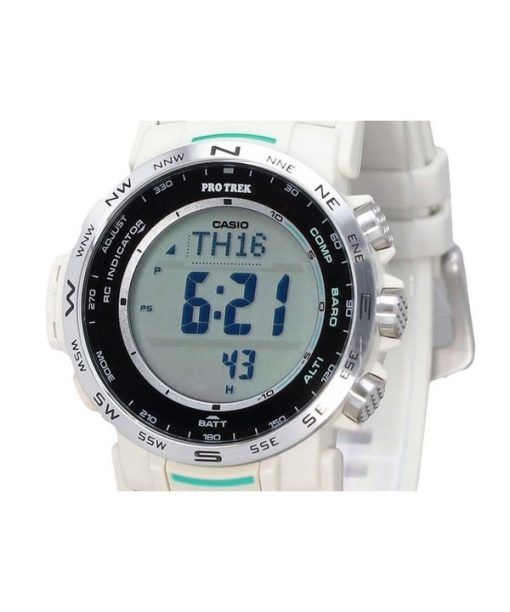 Casio ProTrek Climber Line Digital White Bio Based Resin Strap Tough Solar PRW-35-7 100M Men's Watch