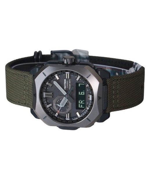 Casio ProTrek Analog Digital Green Cordura Cloth Strap Grey Dial Tough Solar PRW-6900YB-3 100M Men's Watch