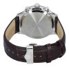 Bulova Sutton Big Date Chronograph Brown Leather Strap Silver Dial Quartz 96B309 Mens Watch