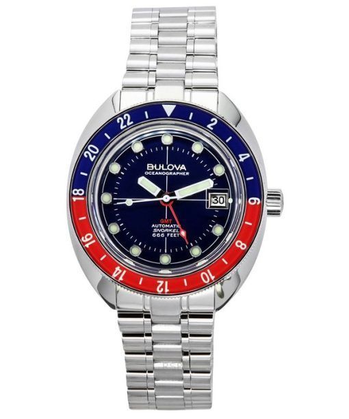 Bulova Oceanographer GMT Stainless Steel Blue Dial Automatic Divers 96B405 200M Mens Watch