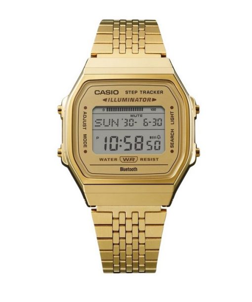 Casio Vintage Digital Smartphone Link Gold Tone Stainless Steel Quartz ABL-100WEG-9A Unisex Watch