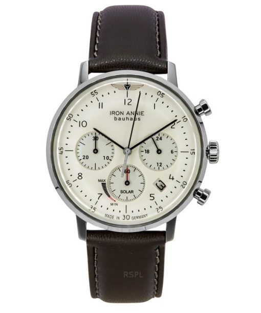 Iron Annie Bauhaus Chronograph Vegan Leather Strap Cream Dial Solar 50865n Mens Watch