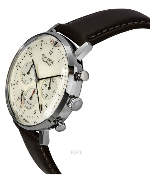 Iron Annie Bauhaus Chronograph Vegan Leather Strap Cream Dial Solar 50865n Mens Watch