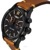 Iron Annie Flight Control Chronograph Leather Strap Black Dial Swiss Quartz 51842 Mens Watch