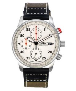 Iron Annie F13 Tempelhof Chronograph Leather Strap Beige Dial Quartz 56705 100M Mens Watch