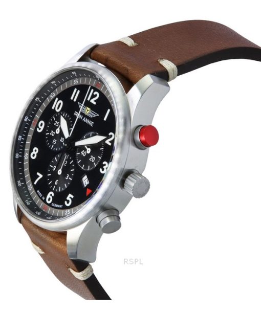 Iron Annie F13 Tempelhof Chronograph Brown Leather Strap Black Dial Quartz 56882 Mens Watch