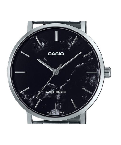 Casio Standard Analog Stainless Steel Marble Inspired Black Dial Quartz MTP-VT01DM-1A Men's Watch