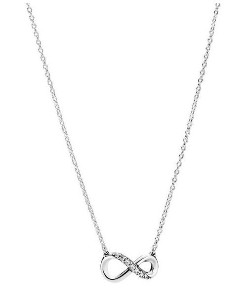 Pandora Moments Infinity Sterling Silver Collier Necklace With Clear Cubic Zirconia 398821C01-50 For Women