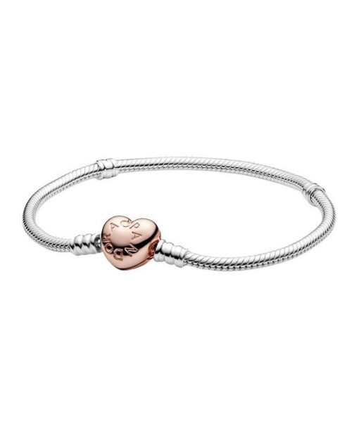 Pandora Moments Heart Clasp Snake Chain Bracelet 580719-17 For Women