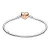 Pandora Moments Heart Clasp Snake Chain Bracelet 580719-17 For Women