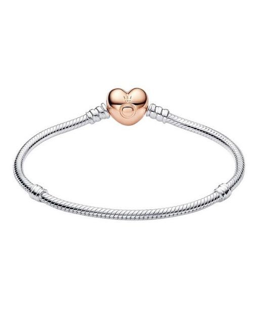 Pandora Moments Heart Clasp Snake Chain Bracelet 580719-17 For Women