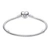 Pandora Moments Silver Bracelet With Heart Shaped Clasp 590719-17 For Women