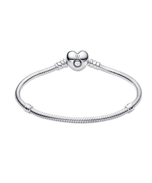 Pandora Moments Silver Bracelet With Heart Shaped Clasp 590719-18 For Women