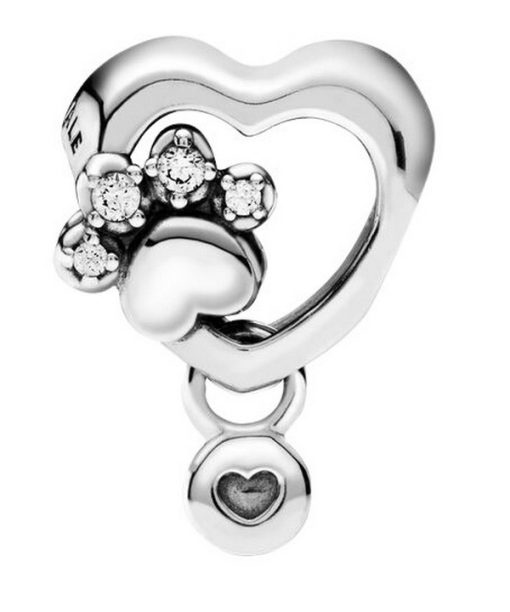 Pandora Sparkling Paw Print And Heart Charm With Clear Cubic Zirconia 798873C01 For Women