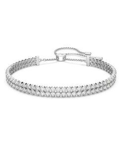 Swarovski Matrix Clear Crystals And Rhodium Plated Tennis Bracelet 5221397 For Women