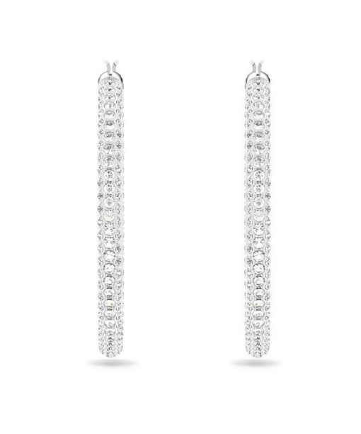 Swarovski Dextera Mixed Clear Crystals And Rhodium Plated Hoop Earrings 5389432 For Women