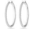 Swarovski Dextera Mixed Clear Crystals And Rhodium Plated Hoop Earrings 5389432 For Women