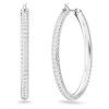 Swarovski Dextera Mixed Clear Crystals And Rhodium Plated Hoop Earrings 5389432 For Women