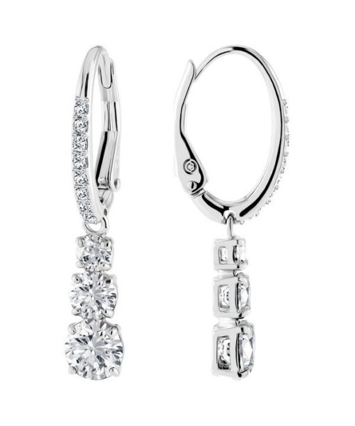 Swarovski Stilla Attract Rhodium Plated And Zirconia Hoop Earrings 5416155 For Women