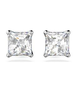 Swarovski Stilla Attract Rhodium Plated And Zirconia Studd Earrings 5430365 For Women