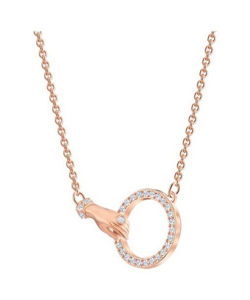 Swarovski Symbolica Clear Crystals And Rose Gold Tone Plated Necklace 5489573 For Women