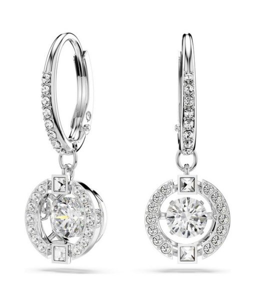 Swarovski Una Rhodium Plated And Zirconia Drop Earrings 5504652 For Women