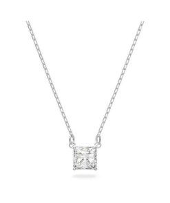 Swarovski Stilla Attract Rhodium Plated And Zirconia Necklace 5510696 For Women