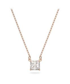 Swarovski Stilla Attract Clear Crystals And Rose Gold Tone Necklace 5510698 For Women