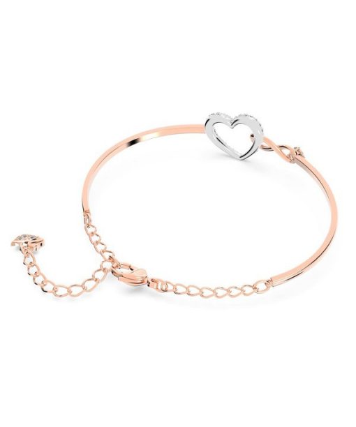 Swarovski Hyperbola Infinity And Heart Mixed Metal Finish And Zirconia Bangle 5518869 For Women