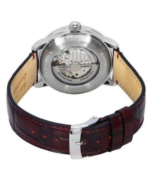 Zeppelin LZ 120 Bodensee Leather Strap Red Open Heart Dial Automatic 81665 Mens Watch