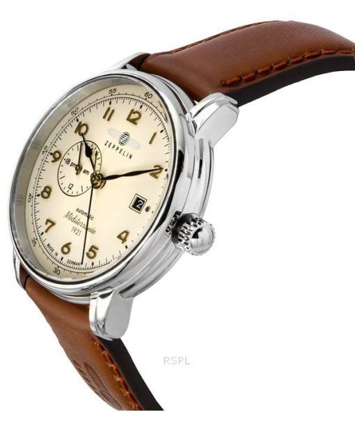 Zeppelin Mediterranean Leather Strap Beige Dial Automatic 96685 Men's Watch