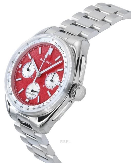 Bulova Lunar Pilot Chronograph Stainless Steel Red Dial Quartz 96K115 Men's Watch