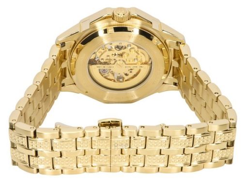 Bulova Octava Crystal Accents Stainless Steel Skeleton Gold Dial Automatic 98A292 Men's Watch