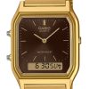 Casio Vintage Analog Digital Gold Tone Stainless Steel Brown Dial Quartz AQ-230GA-5A Unisex Watch