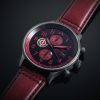 AVI-8 Hawker Hurricane Classic Chronograph Blood Red Leather Strap Black Dial Quartz AV-4011-0S Men's Watch