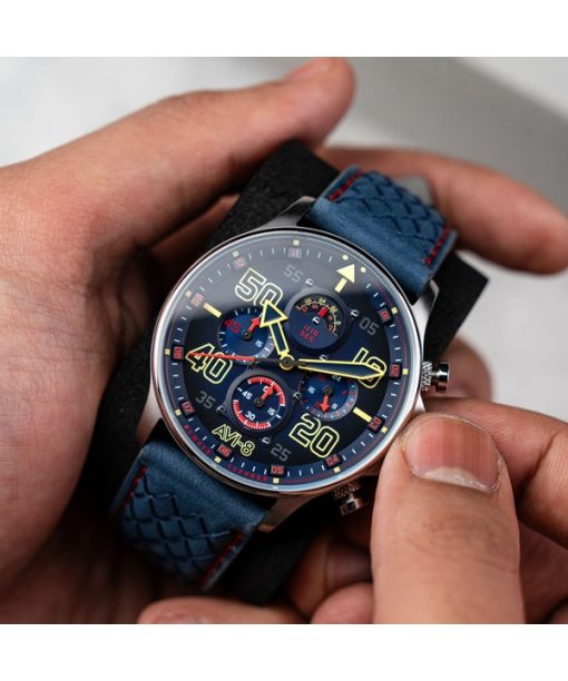 AVI-8 Hawker Typhoon Coningham Chronograph Rumbold Leather Strap Blue Dial Quartz AV-4093-0C Men's Watch